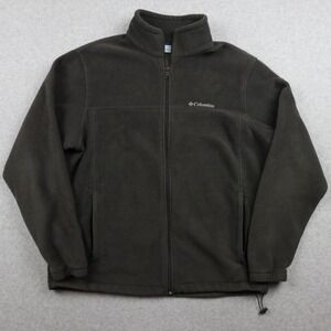 Columbia Jacket Mens XL Full Zip Fleece Mock Neck Outdoor Dark Brown Long Sleeve